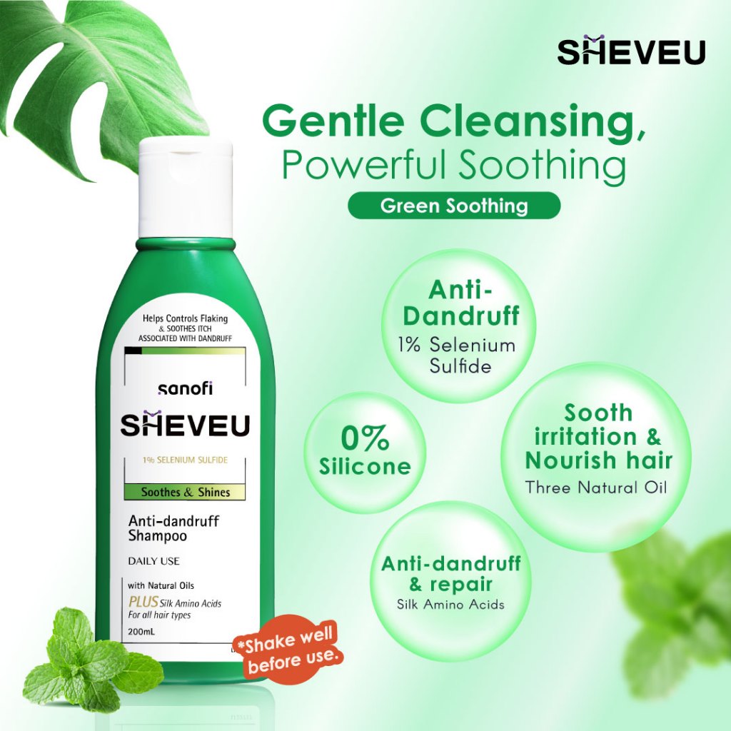 Sheveu Soothes & Shines Anti-dandruff Shampoo - Green for All Hair Types